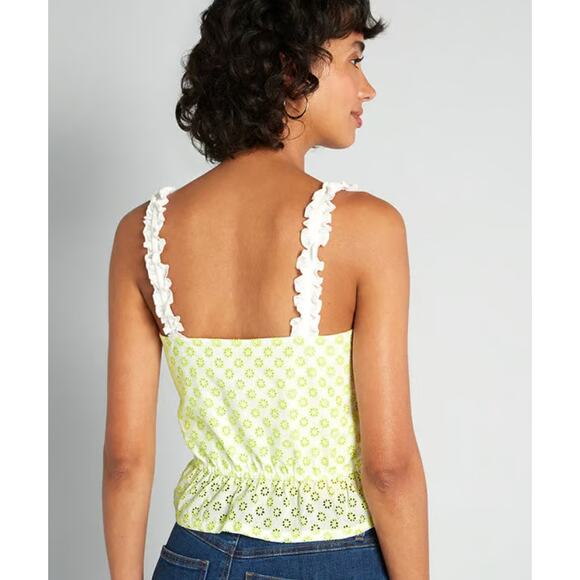 Modcloth Darling for the Prairie Peplum Tank Top White Green Floral Plus Size 1x - Picture 9 of 9